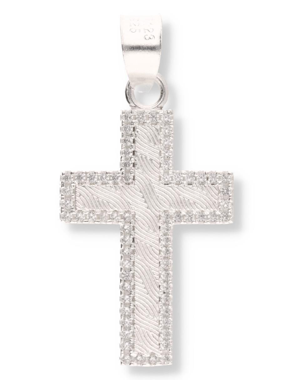 Dije de cruz Cristo de plata P 925 circonita