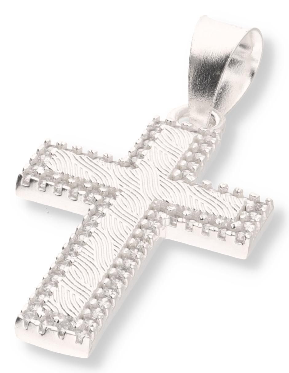 Dije de cruz Cristo de plata P 925 circonita 2