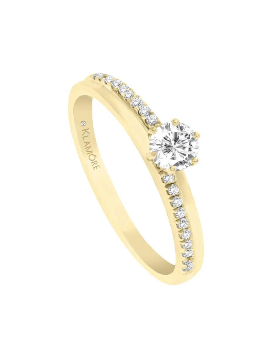 Anillo de compromiso "de" oro 14 k klamore lina diamante