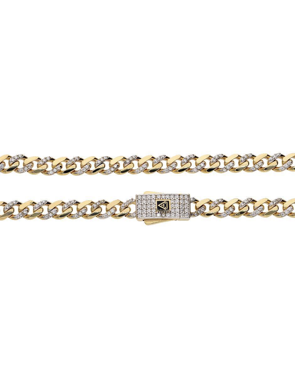 Pulsera de oro con zirconia 14 K Fonelli Chain acabado pulido 3