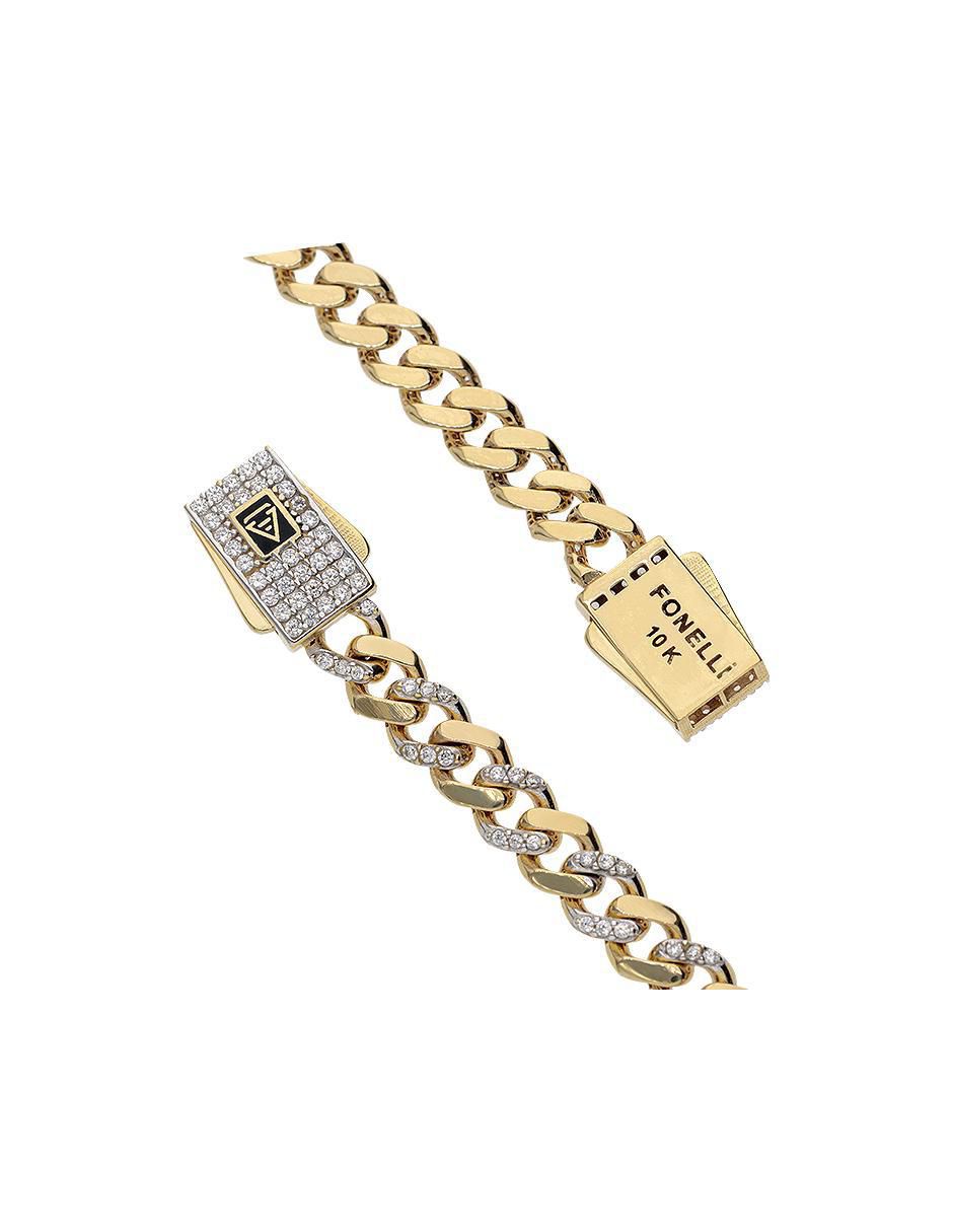 Pulsera de oro con zirconia 14 K Fonelli Chain acabado pulido 4