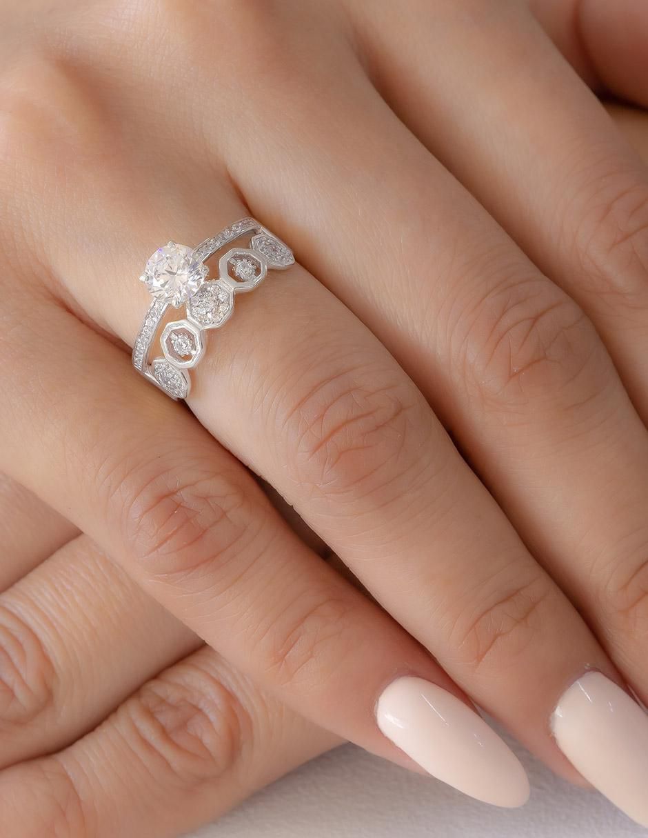 Anillo de compromiso de oro 14 k 4