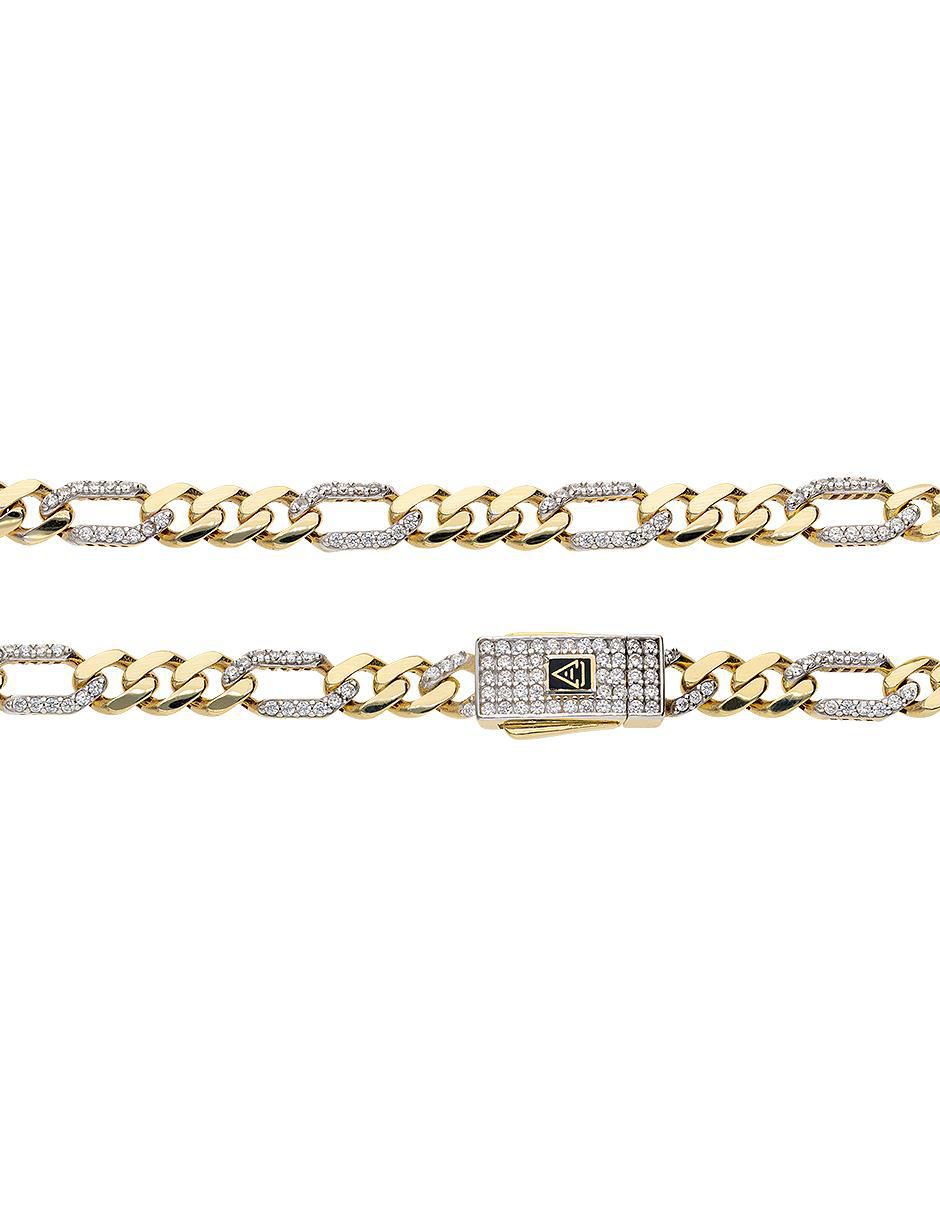 Pulsera de oro con zirconia 14 K Fonelli Chain acabado pulido 3