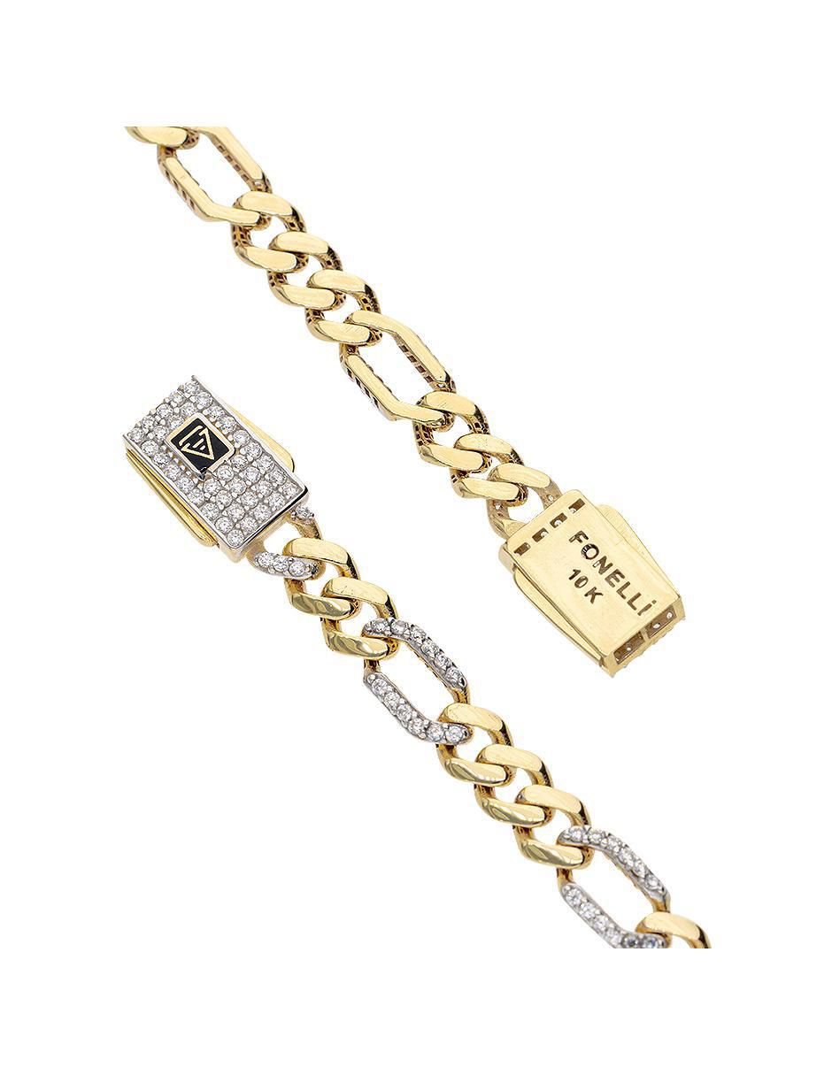 Pulsera de oro con zirconia 14 K Fonelli Chain acabado pulido 4