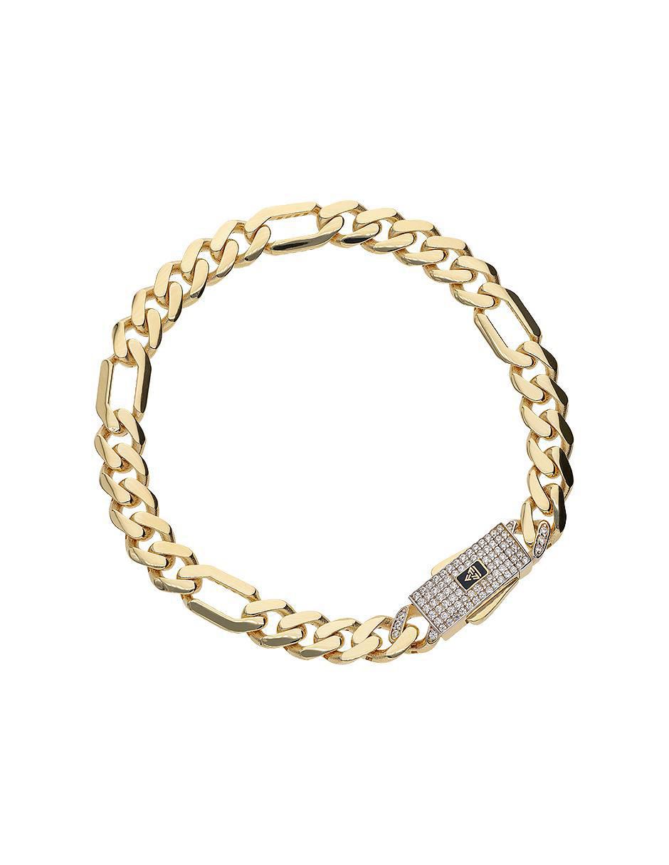 Pulsera de oro amarillo con zirconia 10 K acabado pulido 1