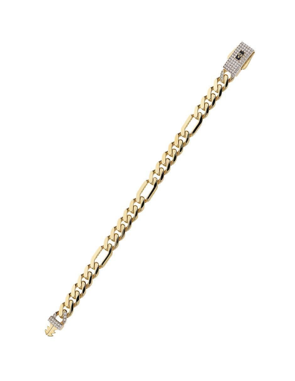 Pulsera de oro amarillo con zirconia 10 K acabado pulido 2