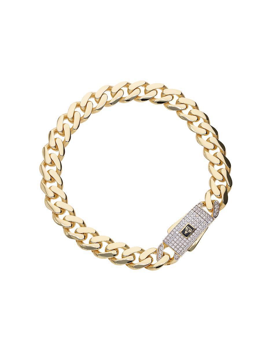Pulsera de oro con zirconia 14 K acabado pulido 1