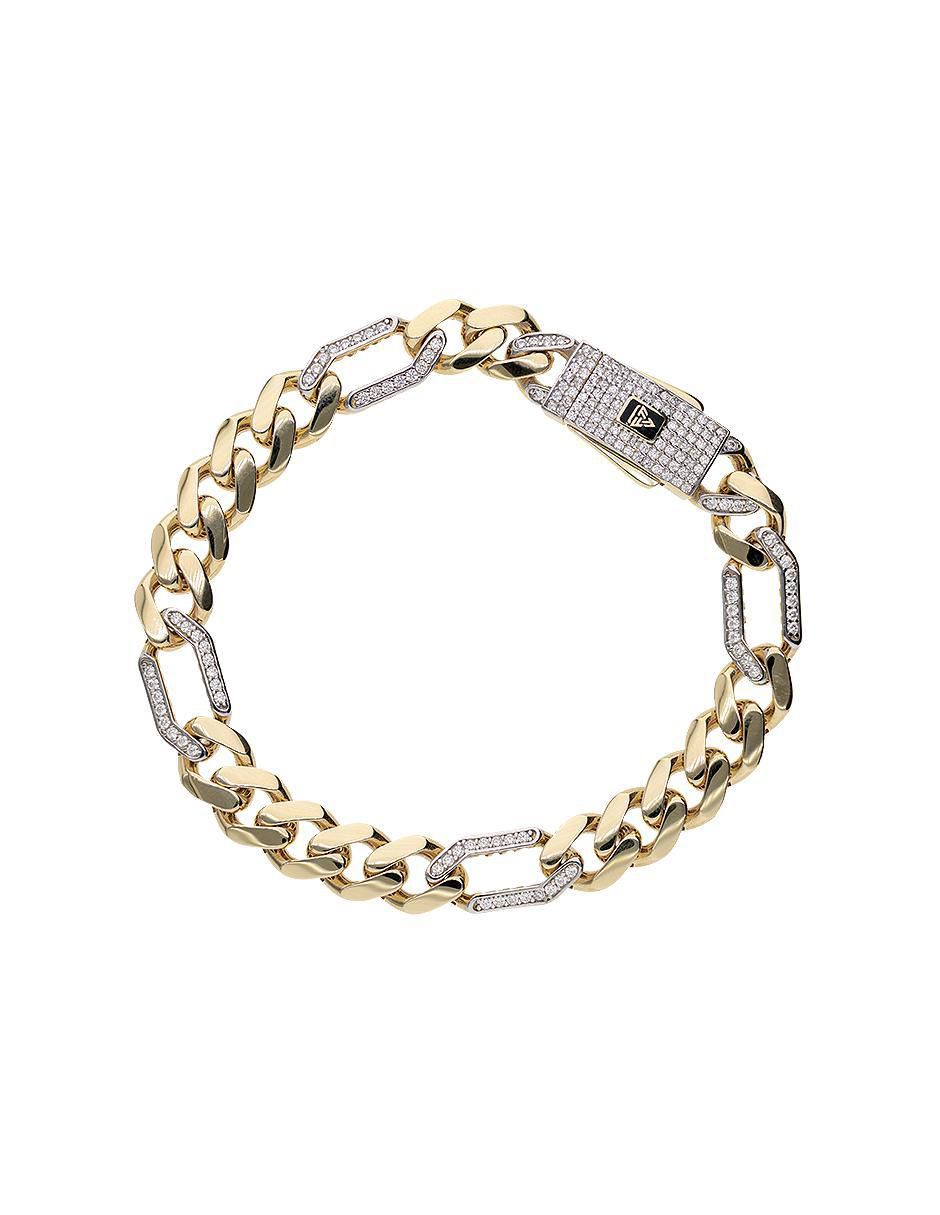 Pulsera de oro con zirconia 14 K acabado pulido 1
