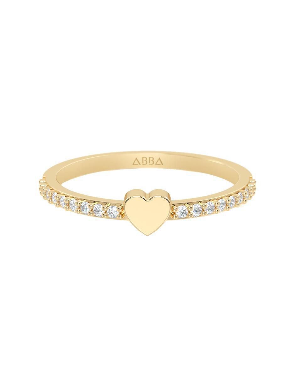 Anillo de corazón 10 K de oro zirconia pulido