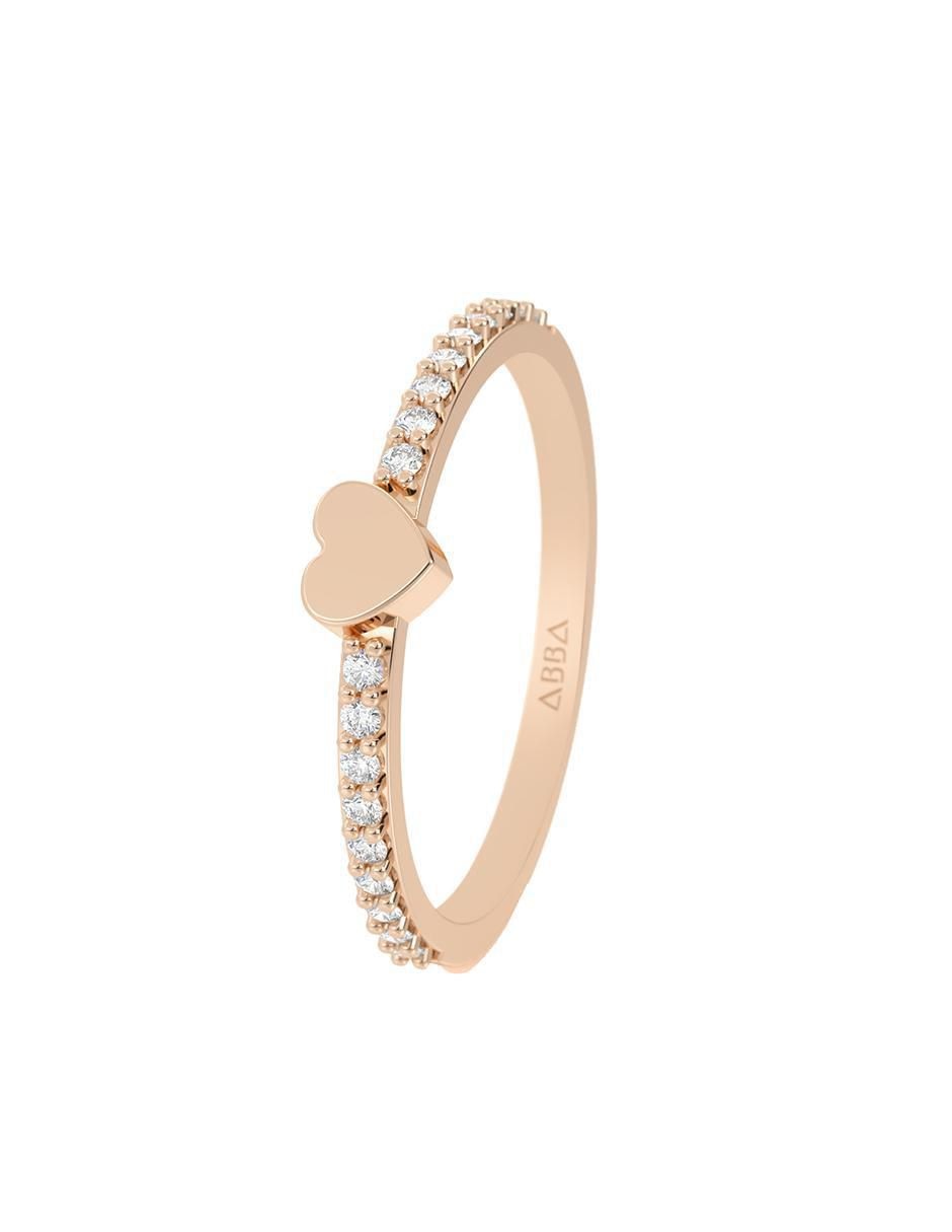 Anillo de corazón 10 K de oro zirconia pulido 2