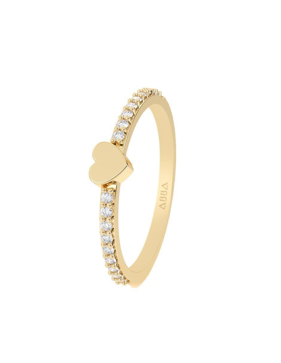 Anillo de corazón 14 K de oro zirconia pulido 2