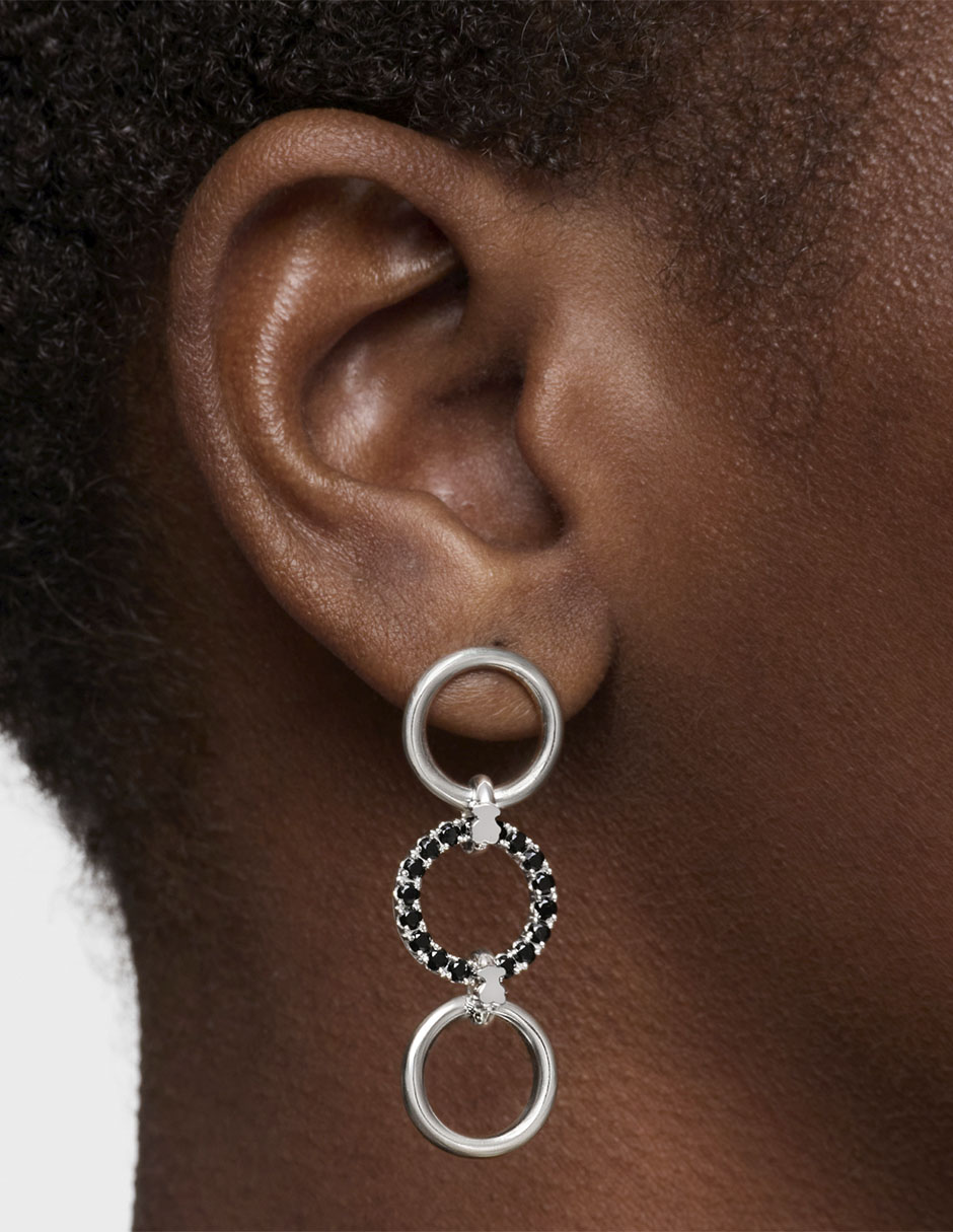 Aretes largos circulares Straight de Plata P 925 con acabado brillante espinela 2