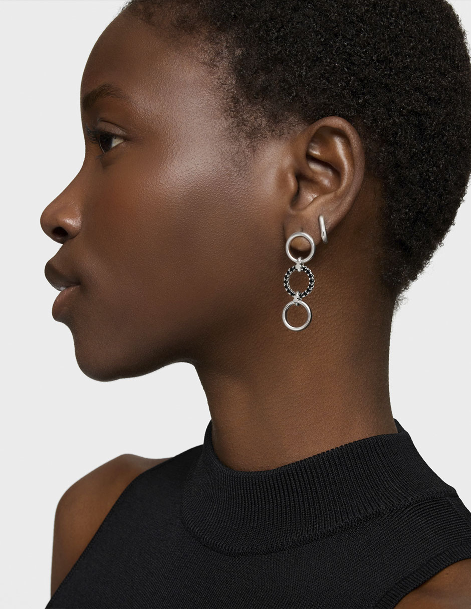 Aretes largos circulares Straight de Plata P 925 con acabado brillante espinela 3