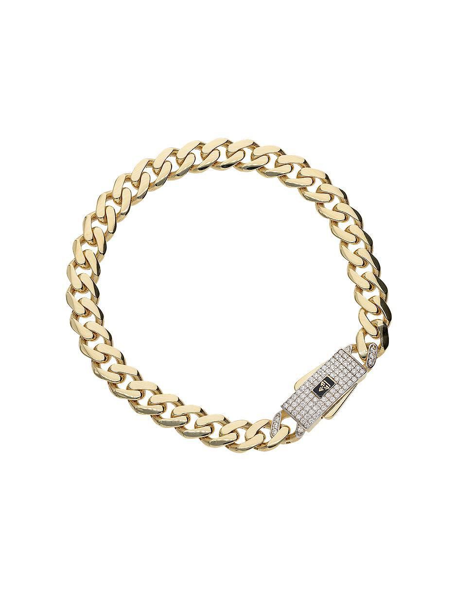 Pulsera de oro con zirconia 10 K acabado pulido 1