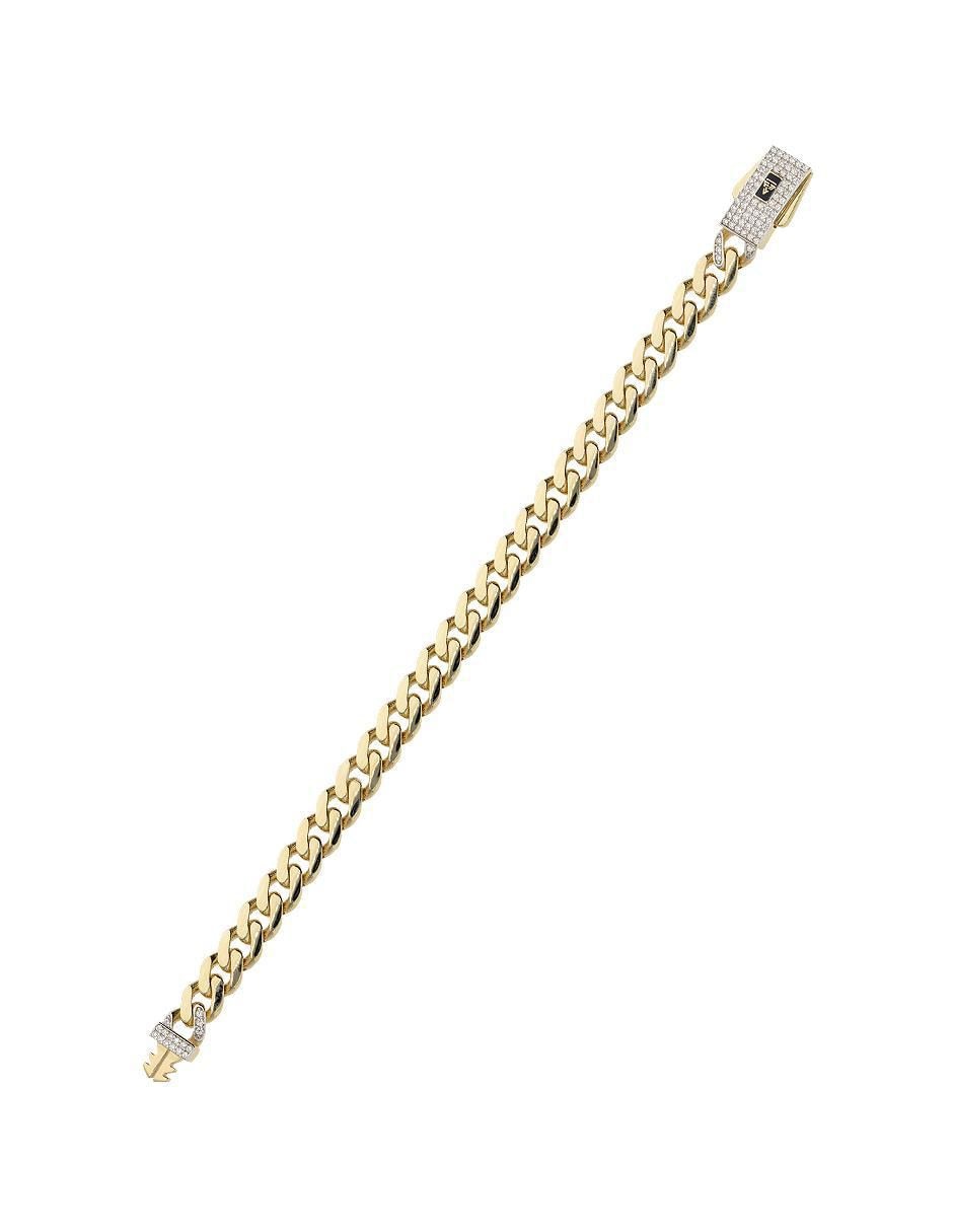 Pulsera de oro con zirconia 10 K acabado pulido 2