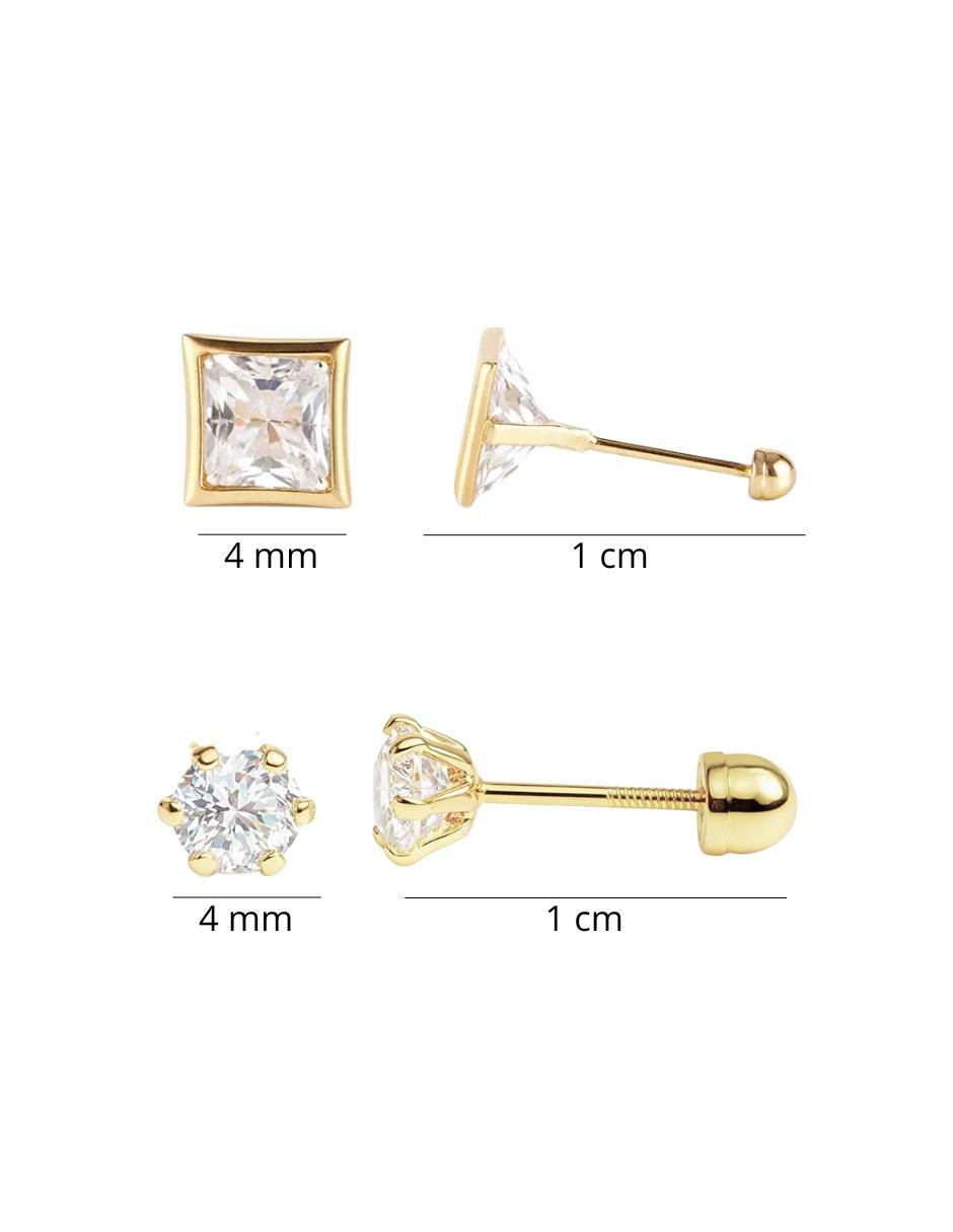 Set de aretes de oro 10 K con acabado brillante zirconia 5