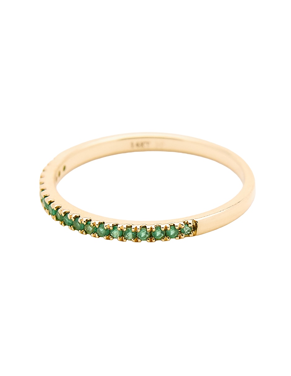 Anillo con gema 14 k de oro amarillo esmeralda pulido 2