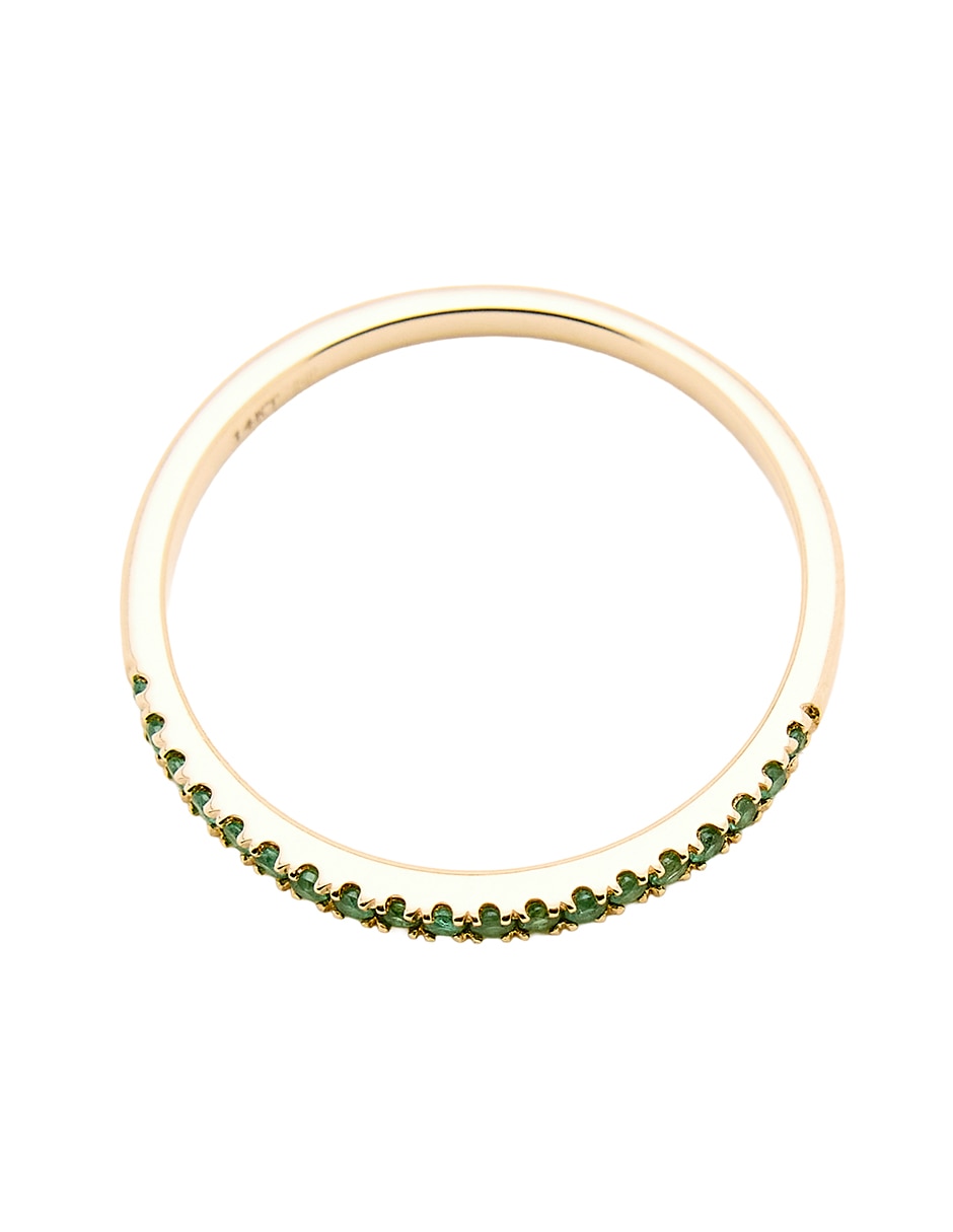 Anillo con gema 14 k de oro amarillo esmeralda pulido 3
