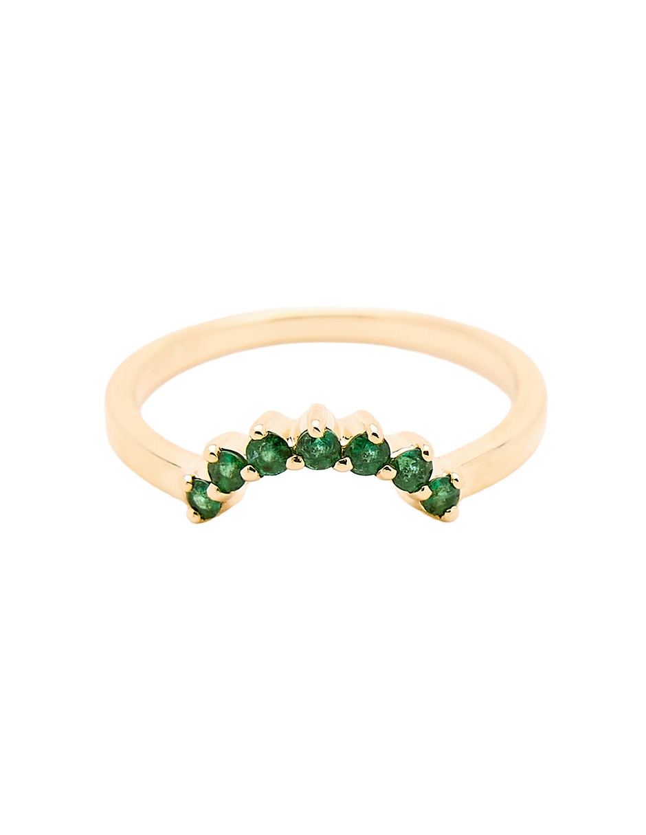 Anillo con gema 14 k de oro amarillo esmeralda pulido