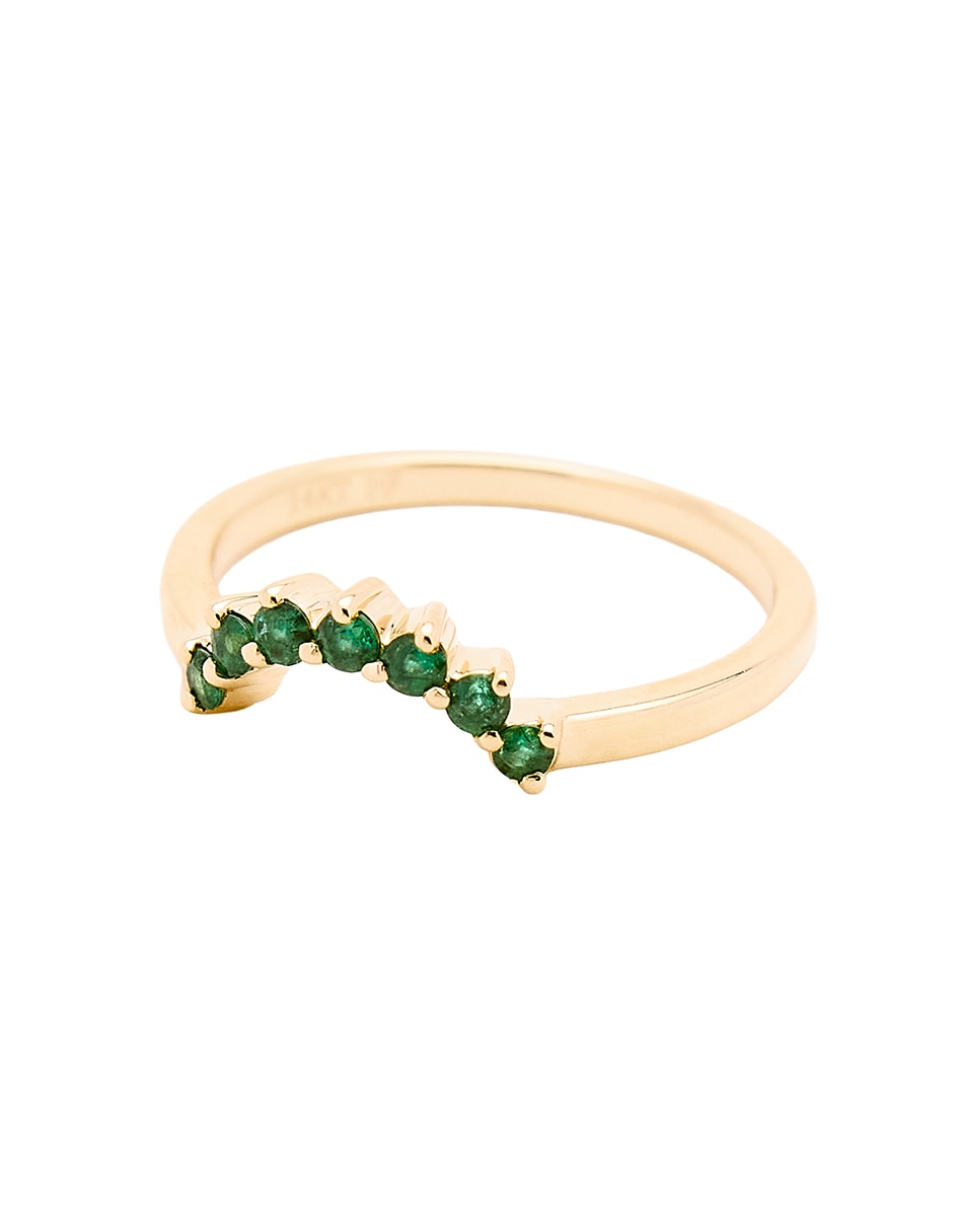 Anillo con gema 14 k de oro amarillo esmeralda pulido 2