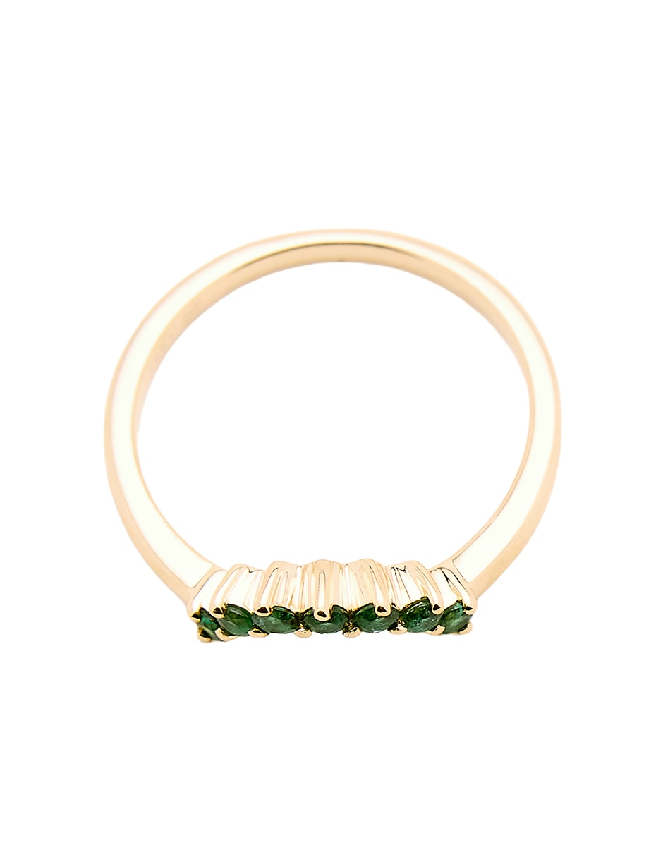 Anillo con gema 14 k de oro amarillo esmeralda pulido 3