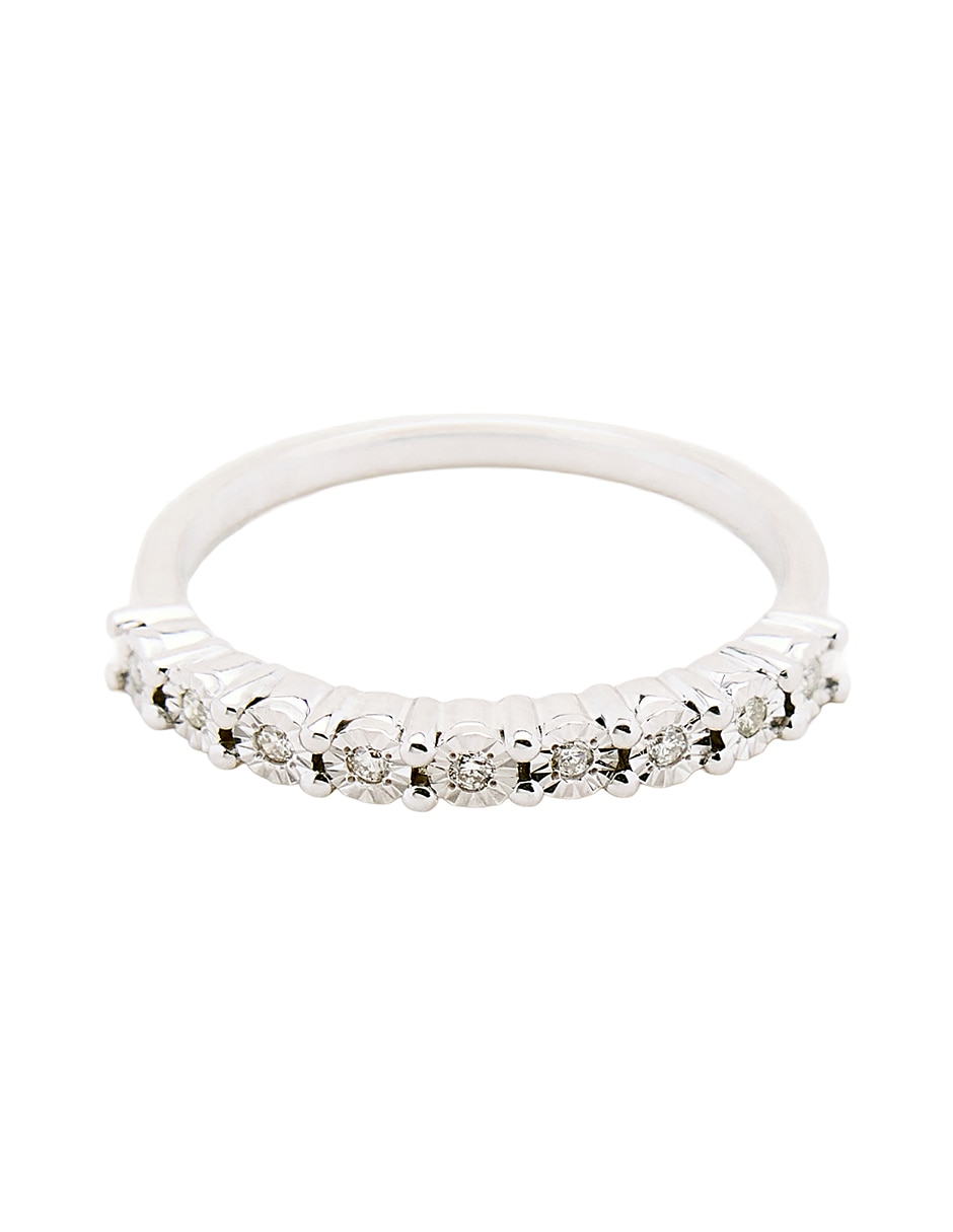 Anillo con gema 14 k de oro blanco diamante pulido