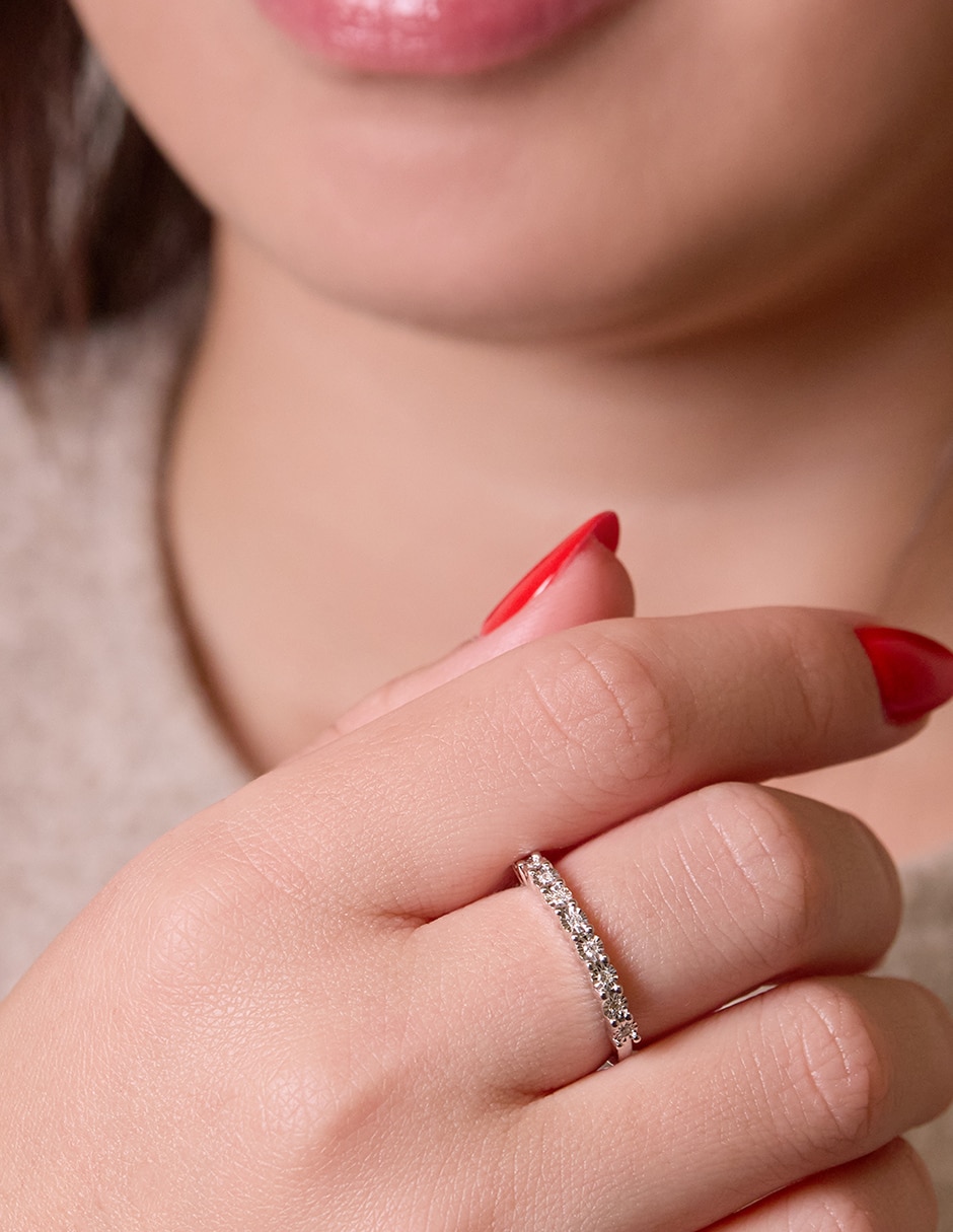 Anillo con gema 14 k de oro blanco diamante pulido 4