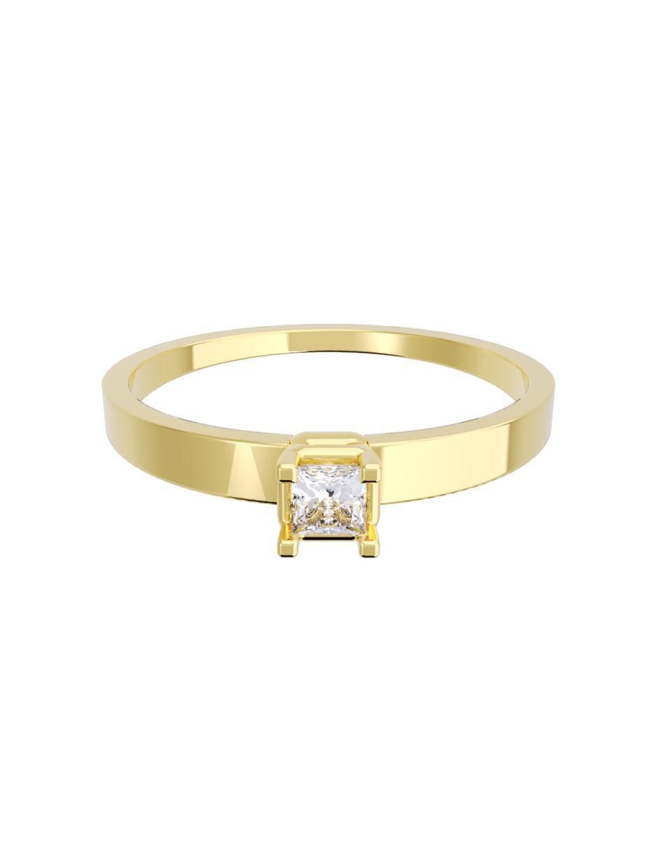 Anillo de compromiso de oro 14 K diamante
