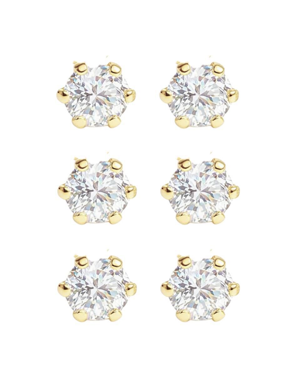 Broqueles de oro 10 K con acabado brillante zirconia Broqueles de oro 10 K con acabado brillante zirconia