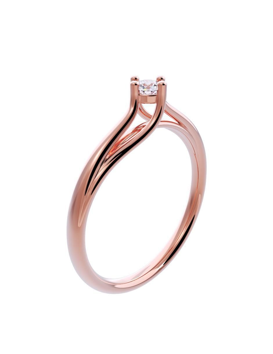 Anillo de compromiso de oro 14 K diamante 3