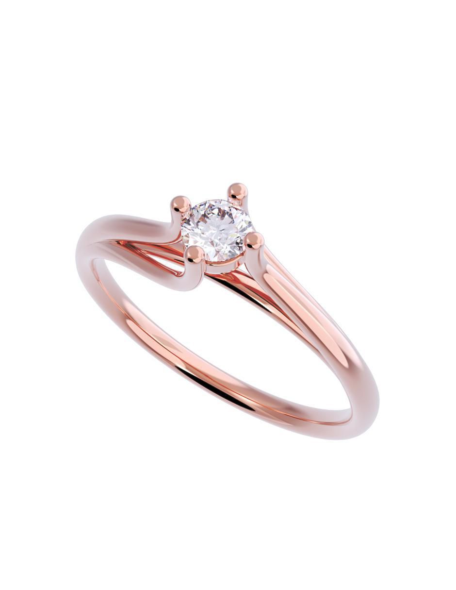 Anillo de compromiso de oro 14 K diamante 4