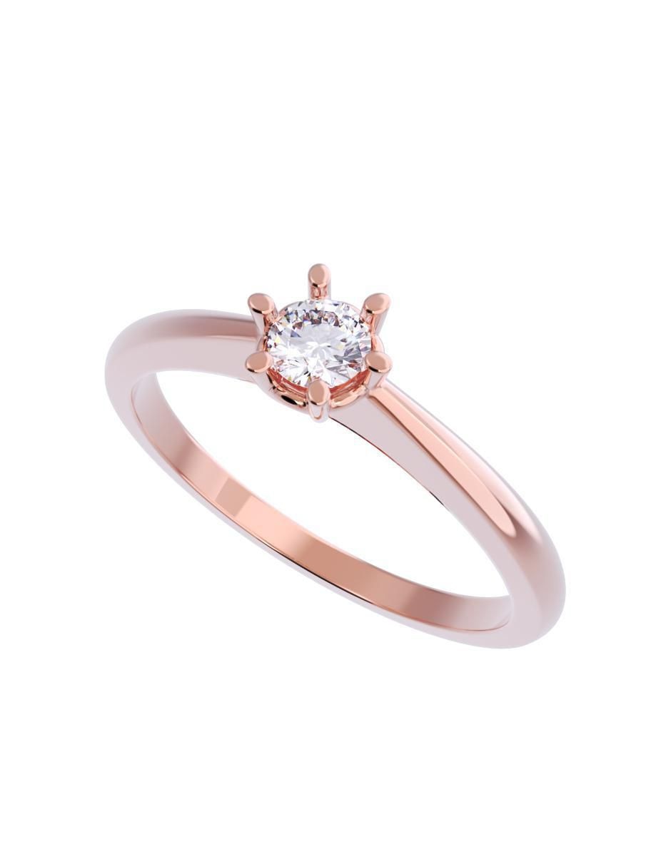 Anillo de compromiso de oro 14 K diamante 4