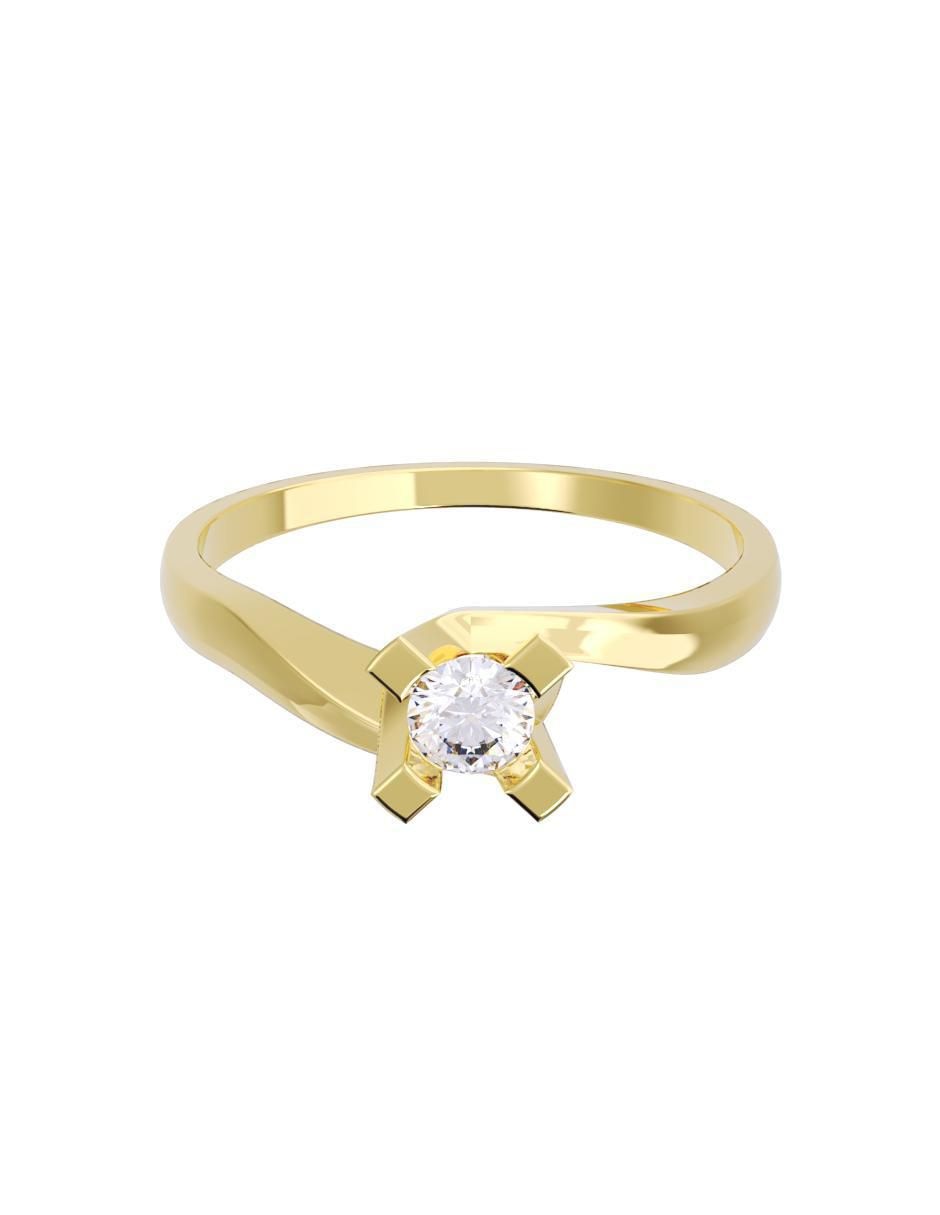 Anillo de compromiso de oro 14 K diamante