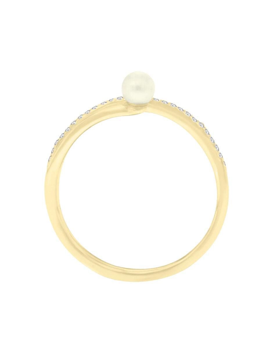 Anillo Jamilet 14 K de oro diamante y perla brillante 4