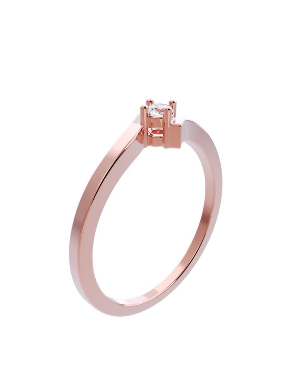 Anillo de compromiso de oro 10 K diamante 3