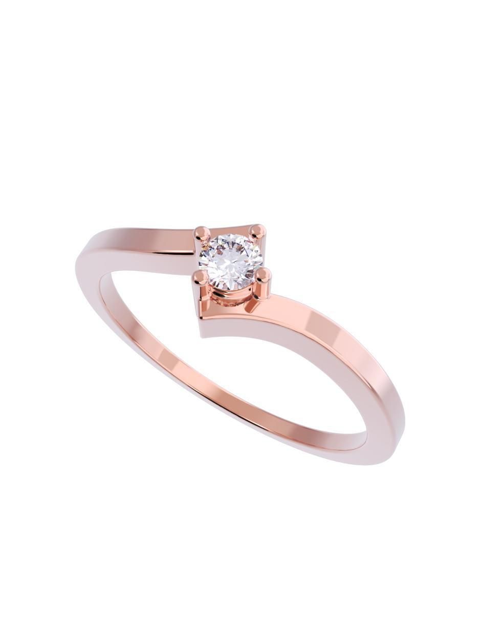 Anillo de compromiso de oro 10 K diamante 4