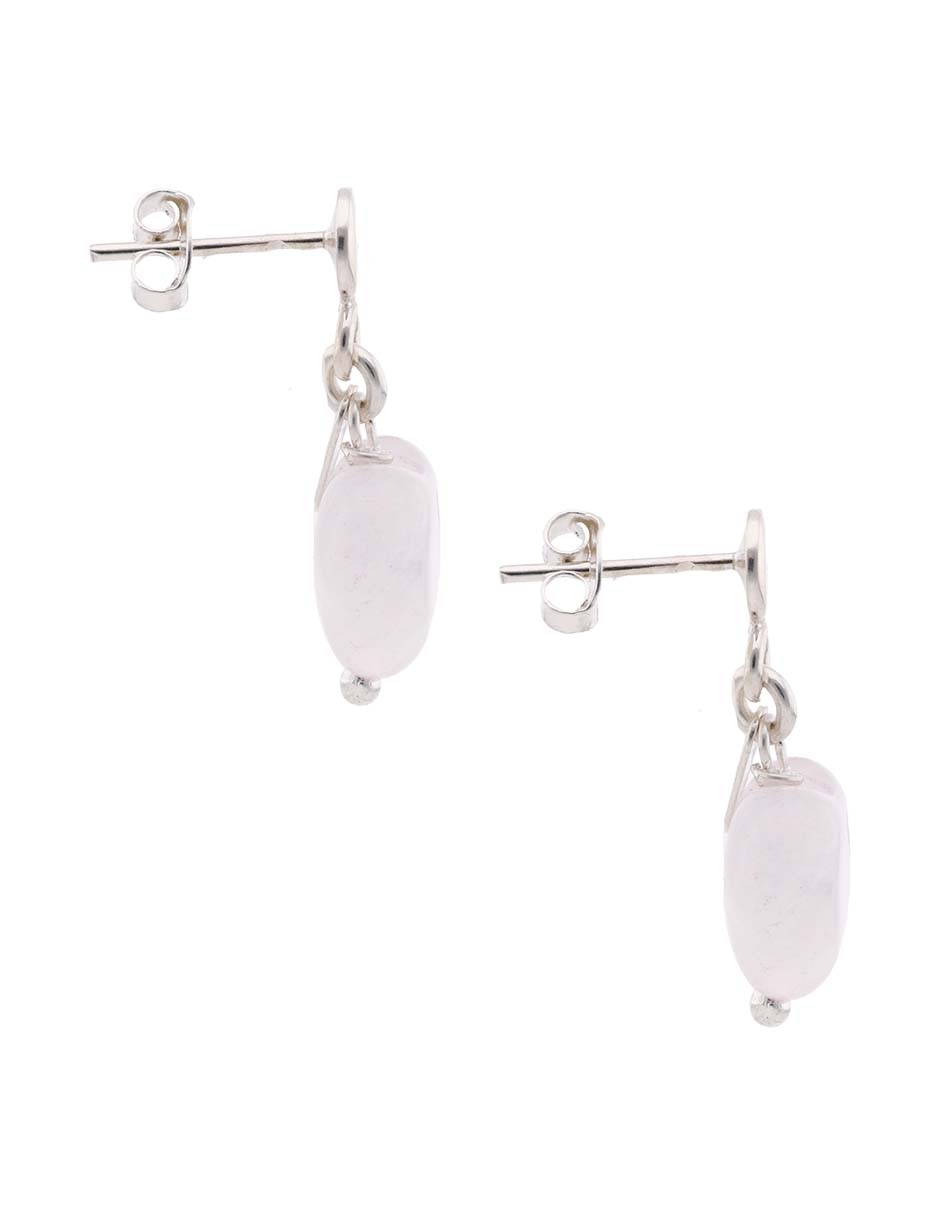 Aretes cortos de corazón de plata P 925 con acabado brillante cuarzo rosa 3