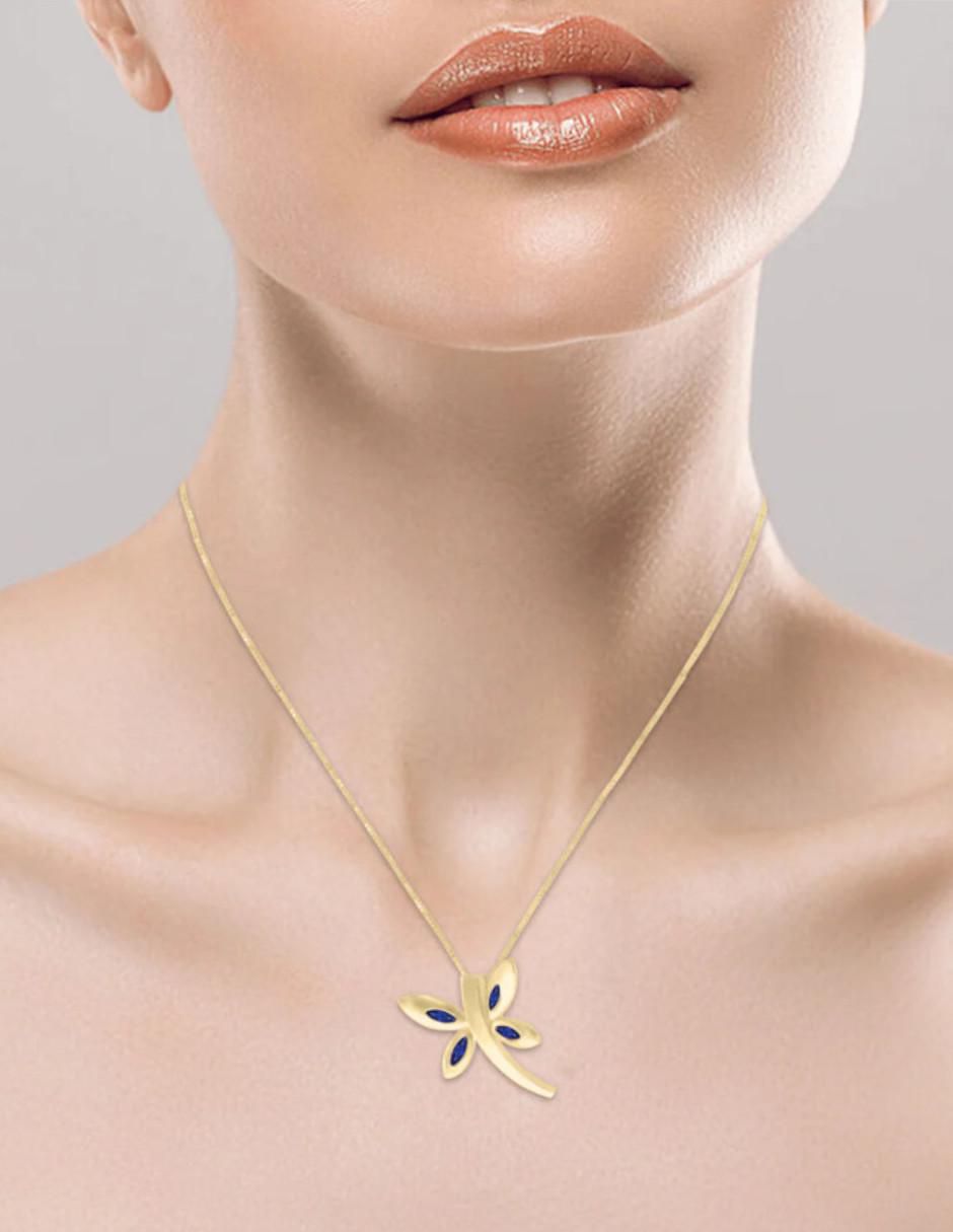 Colgante y dije de libélula Volare de oro 14 K zafiro 2
