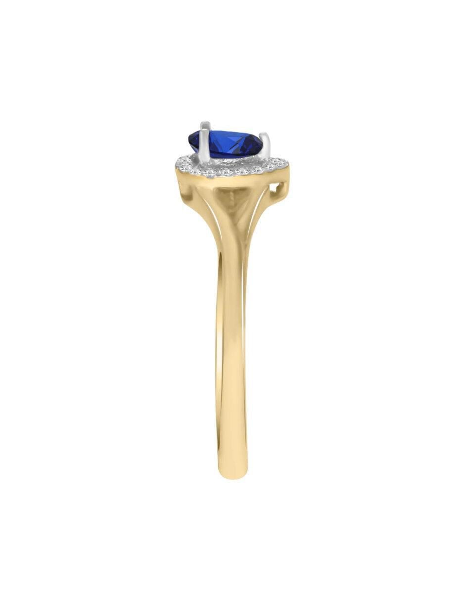 Anillo Cristina 14 K de oro zafiro y diamante brillante 3