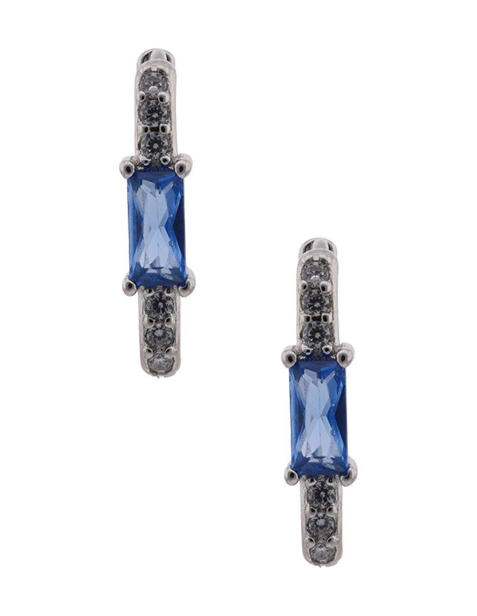 Aretes huggies de plata P 925 con acabado brillante zirconia