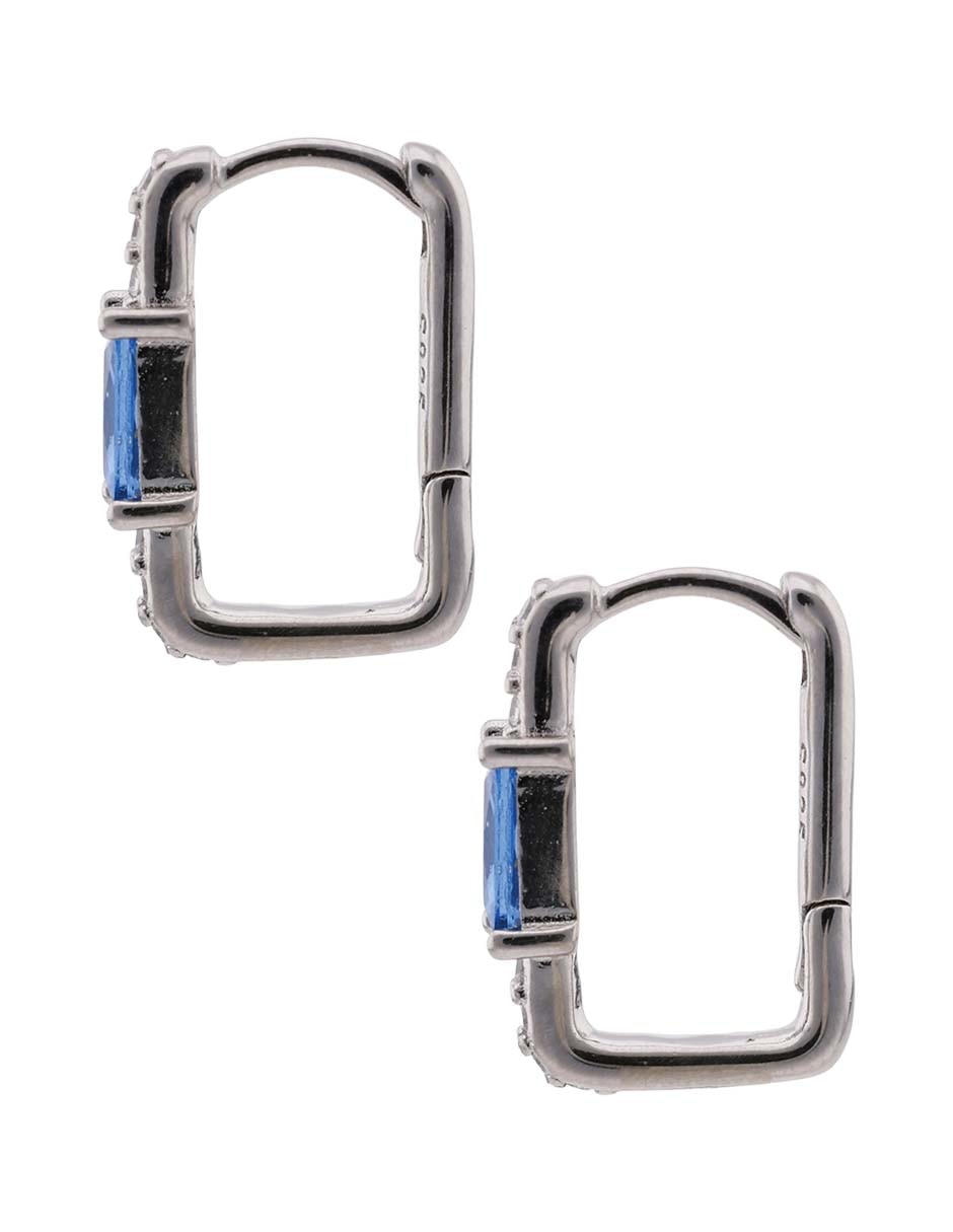 Aretes huggies de plata P 925 con acabado brillante zirconia 7
