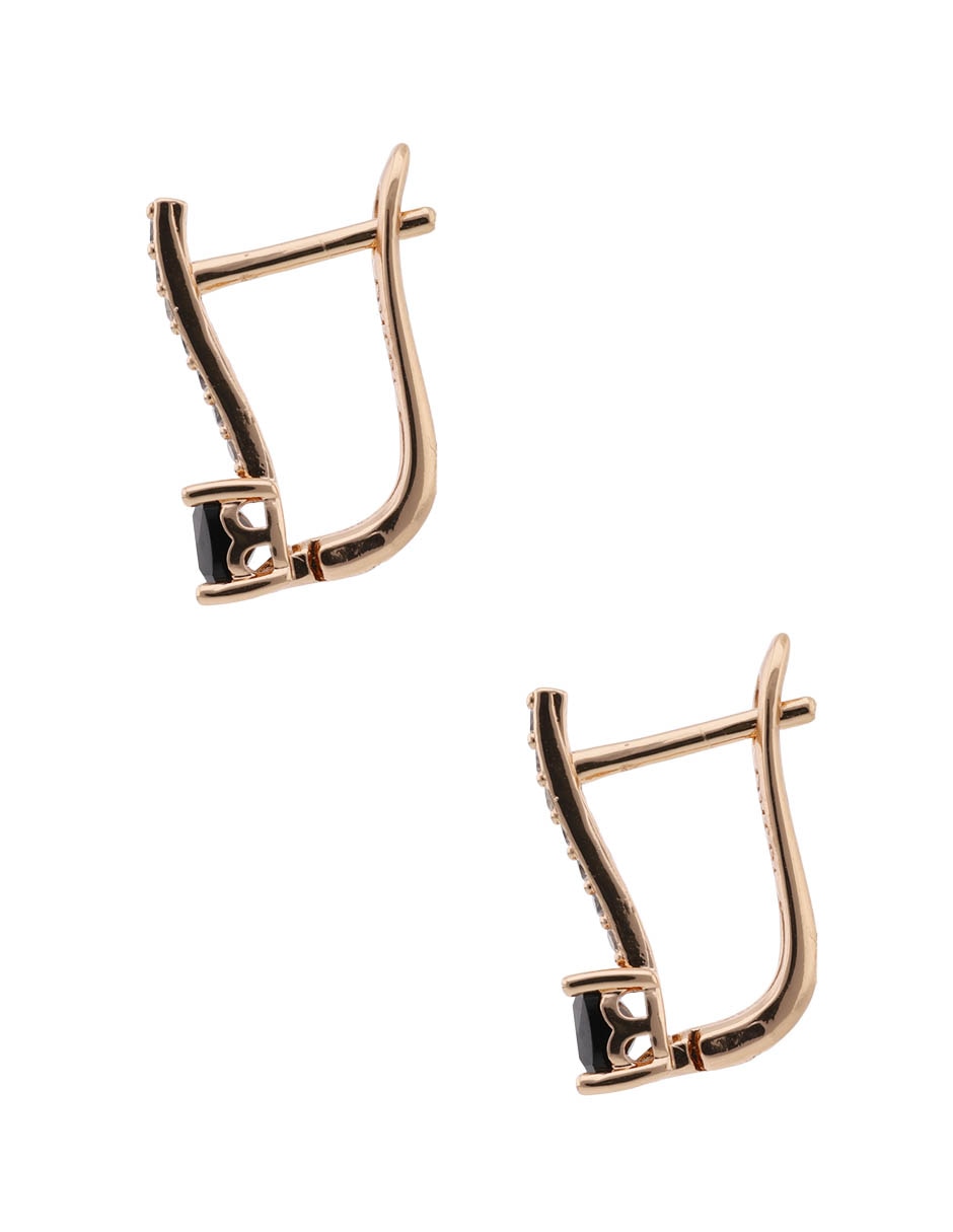 Aretes cortos rectangulares E& de plata P 925 con acabado brillante zirconia 6