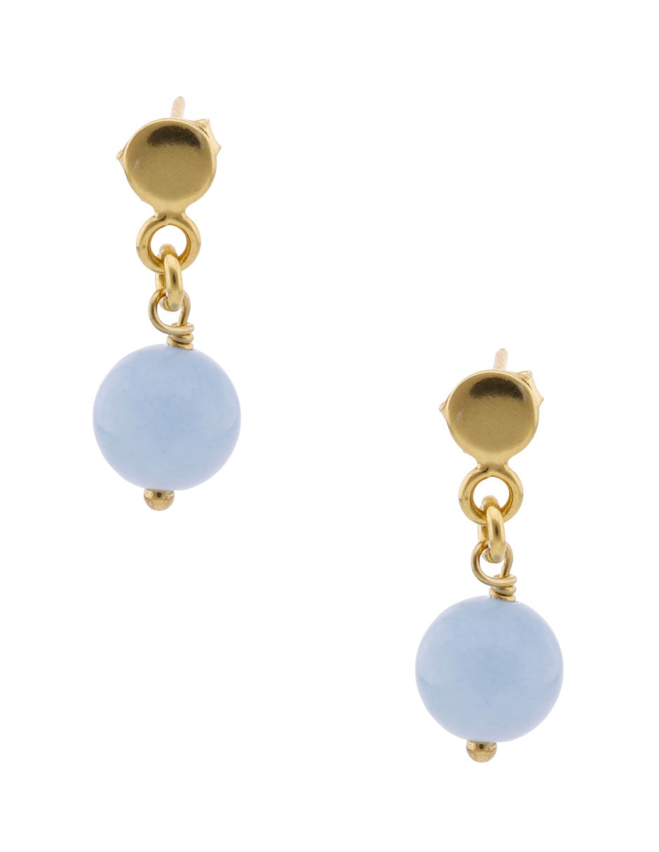 Aretes cortos de esfera e& fashion de plata p 925 con acabado baño de oro cuarzo Aretes cortos de esfera e& fashion de plata p 925 con acabado baño de oro cuarzo
