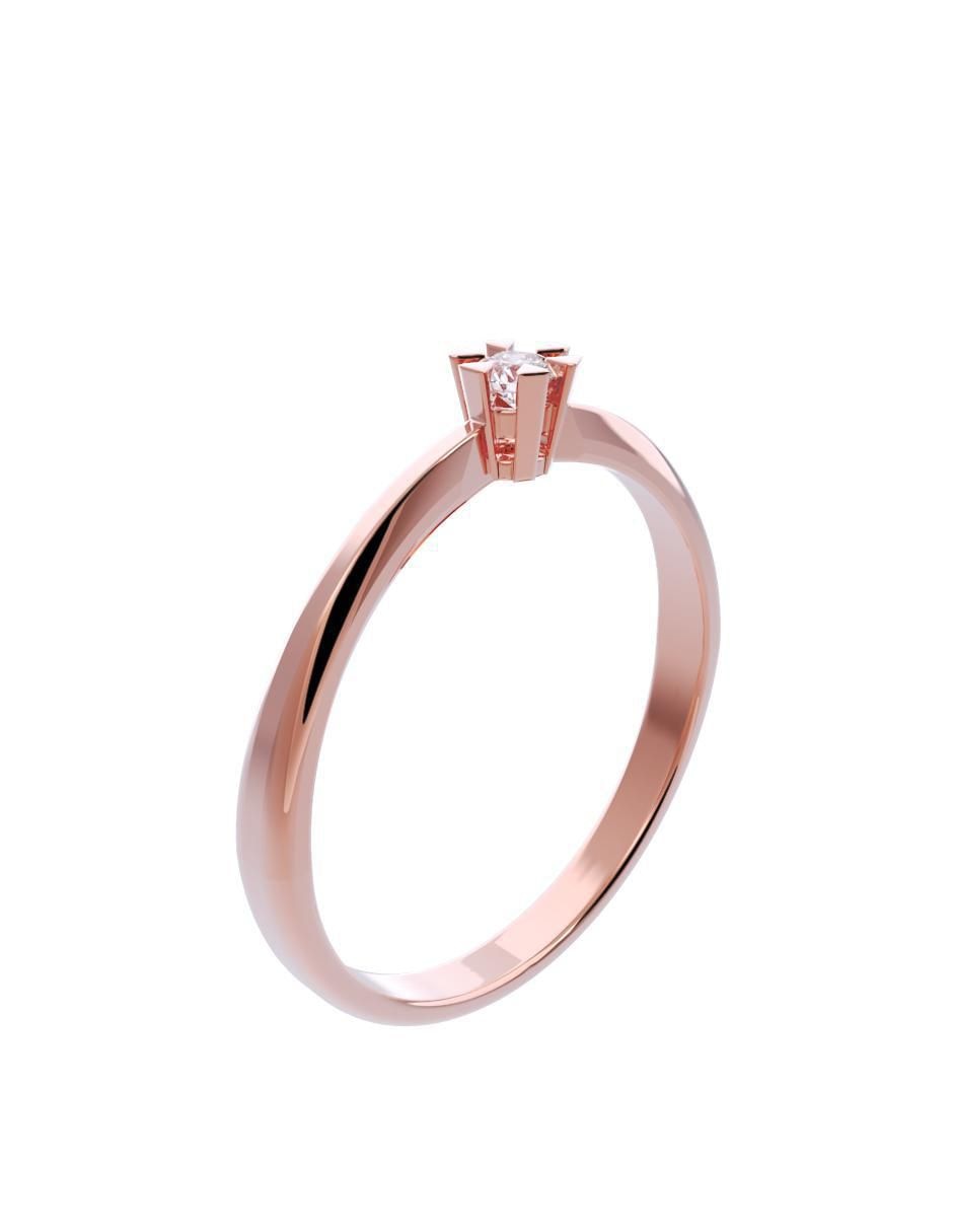Anillo de compromiso de oro 10 K diamante 3