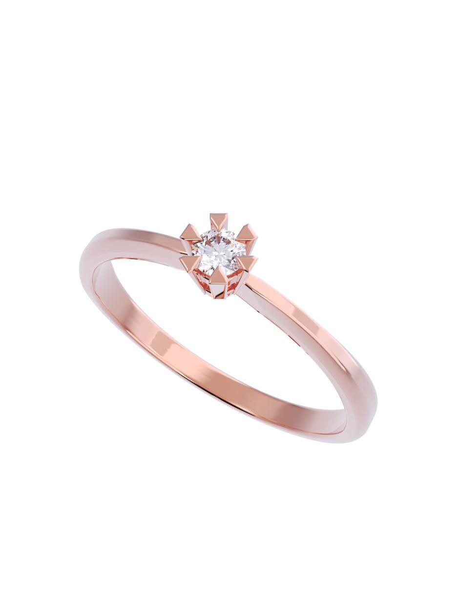 Anillo de compromiso de oro 10 K diamante 4