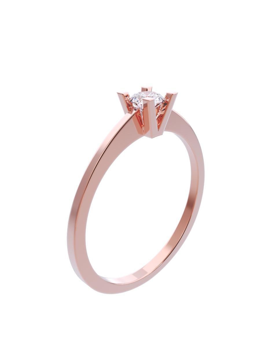 Anillo de compromiso de oro 10 K diamante 3