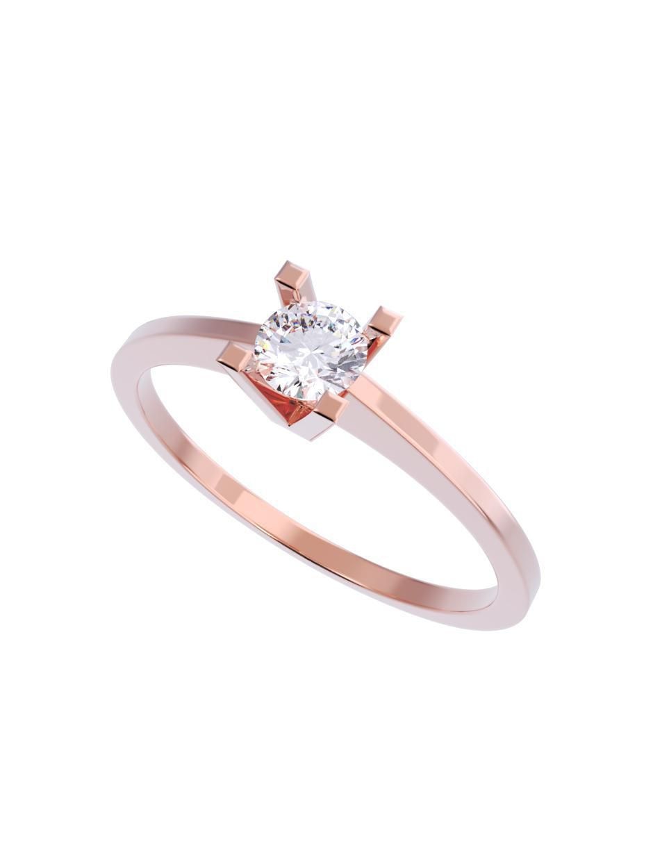 Anillo de compromiso de oro 10 K diamante 4