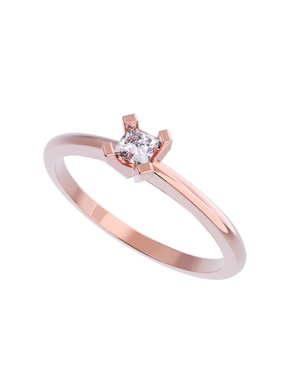 Anillo de compromiso de oro 10 K diamante 4