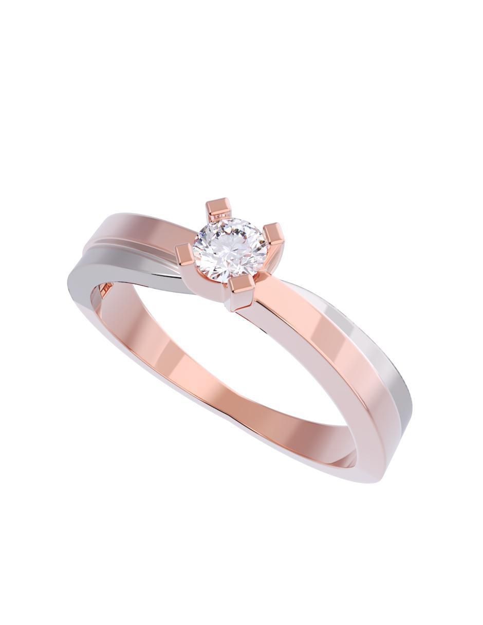 Anillo de compromiso de oro 10 K diamante 4