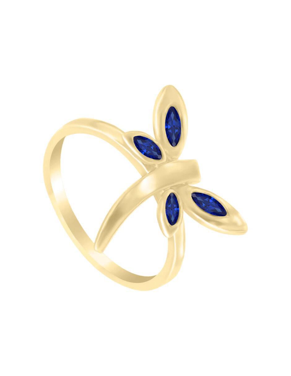 Anillo de libélula Volare 14 k de oro zafiro brillante 2